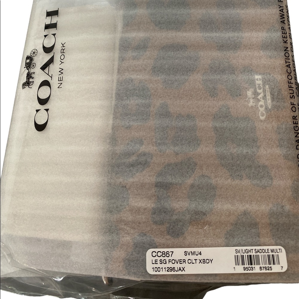Coach Anna Foldover Clutch Crossbody With Leopard Print And Signature Canvas - Picture 5 of 5